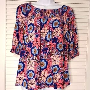 Terra & Sky pink floral casual 1/2 sleeve blouse pre-owned size ox 14